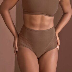 NWT Leonisa Lace Stripe Undetectable Panty Shaper in Tan brown